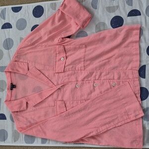 J. Crew Women's Coral Button-Up Linen Blend Top / Shacket Size 10